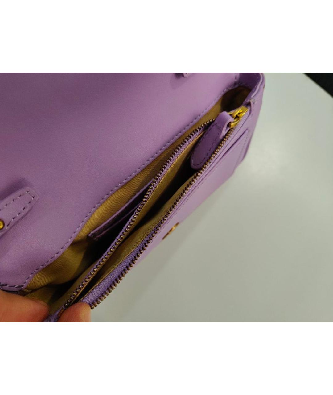 PINKO Фиолетовая кожаная сумка через плечо, фото 4