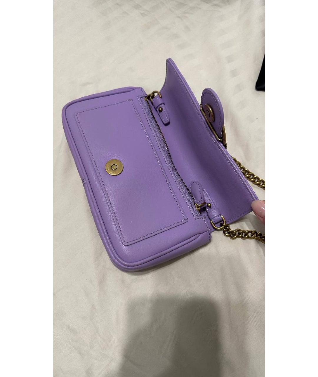 PINKO Фиолетовая кожаная сумка через плечо, фото 6