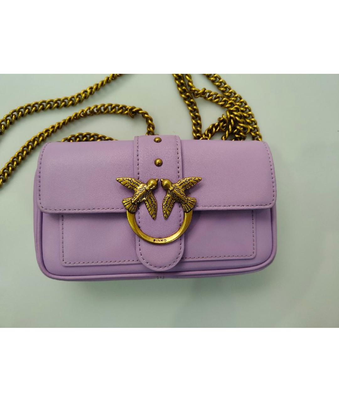 PINKO Фиолетовая кожаная сумка через плечо, фото 8