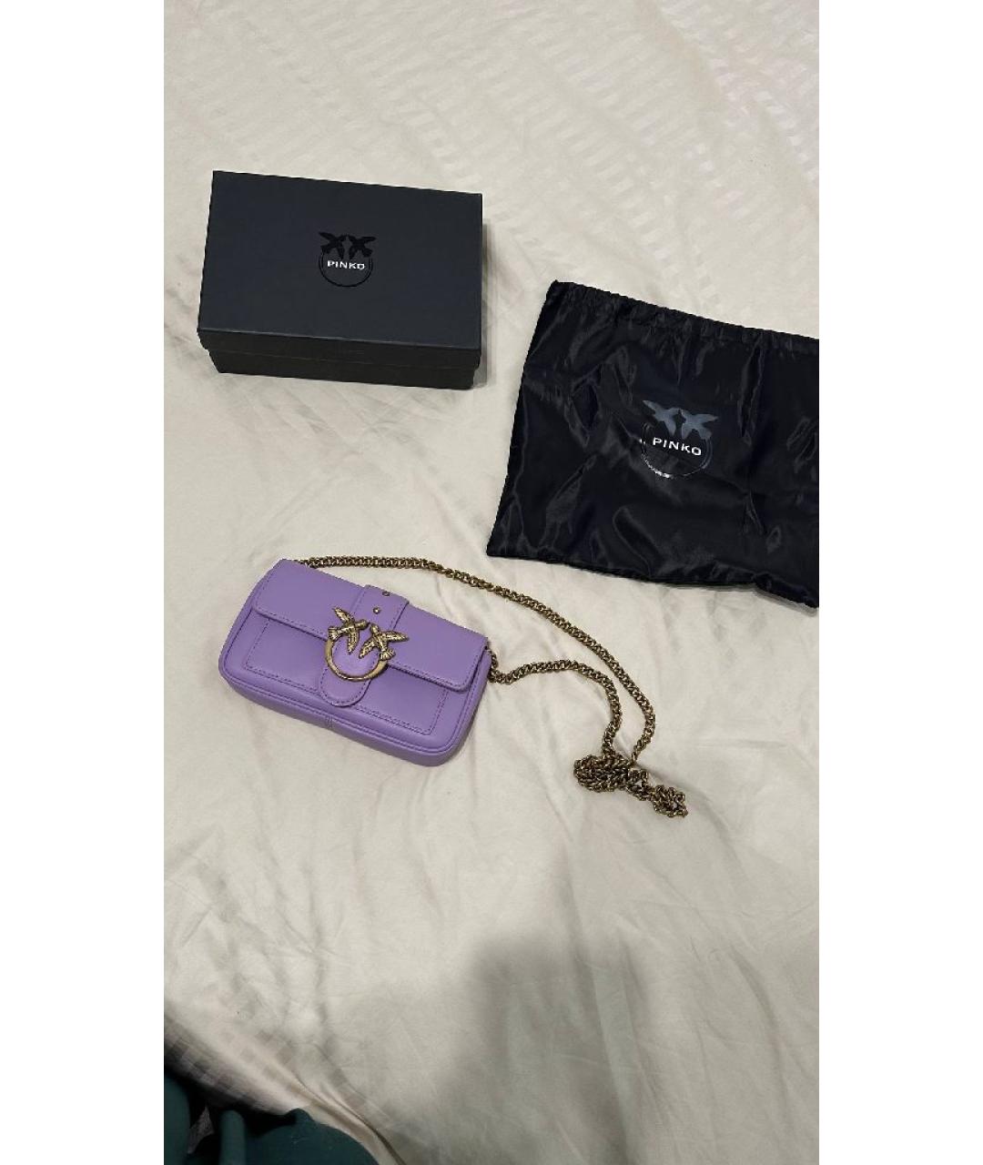 PINKO Фиолетовая кожаная сумка через плечо, фото 7