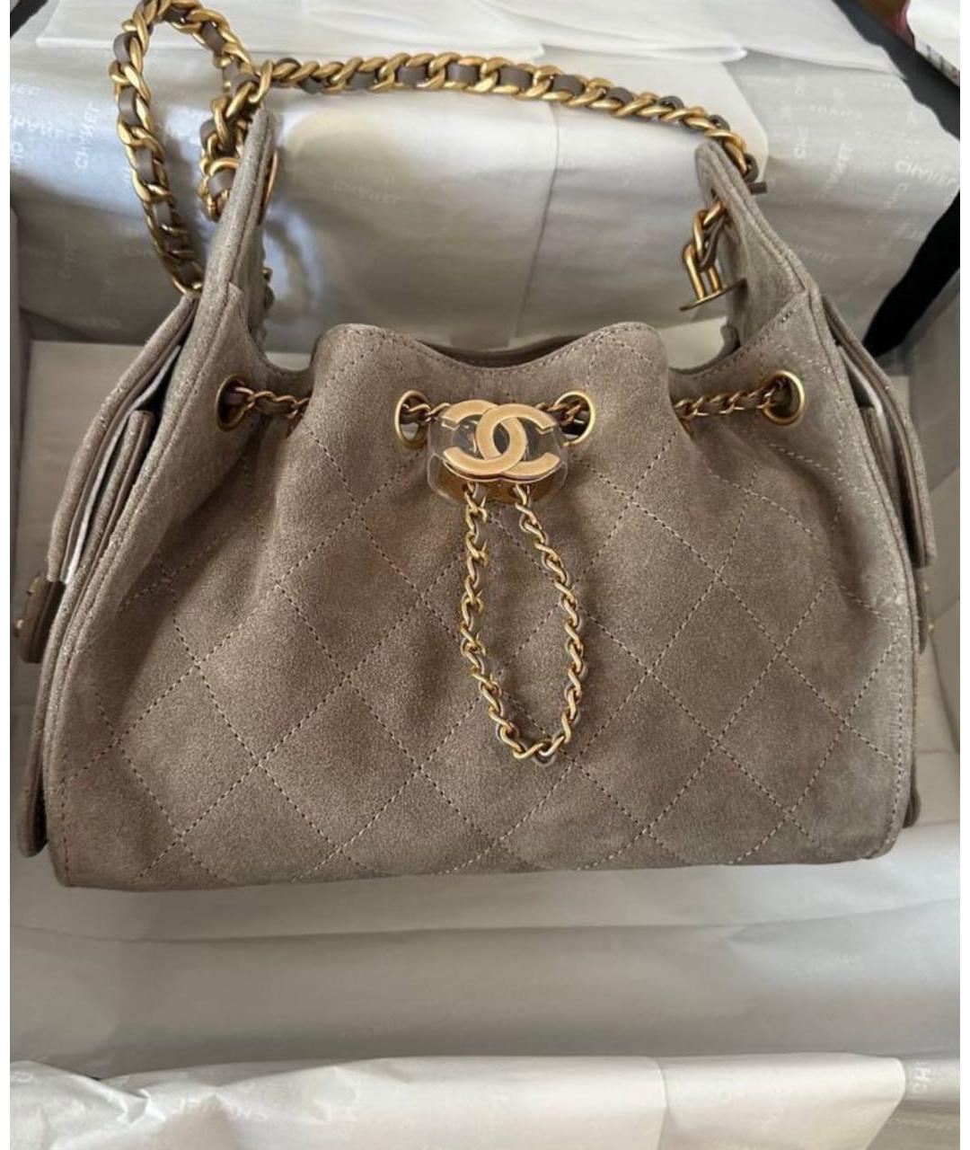 CHANEL Бежевая замшевая сумка тоут, фото 2