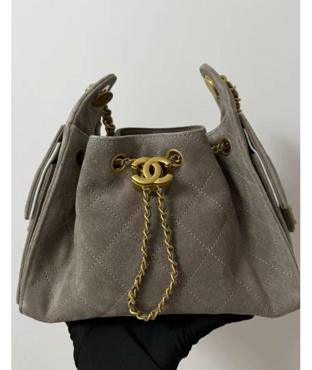 CHANEL Бежевая замшевая сумка тоут, фото 3