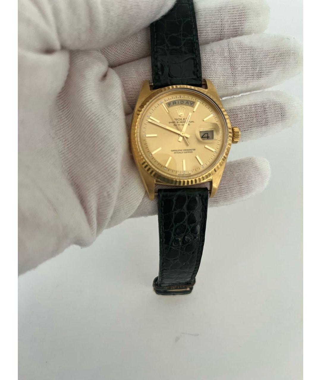 ROLEX Зеленые часы из желтого золота, фото 5