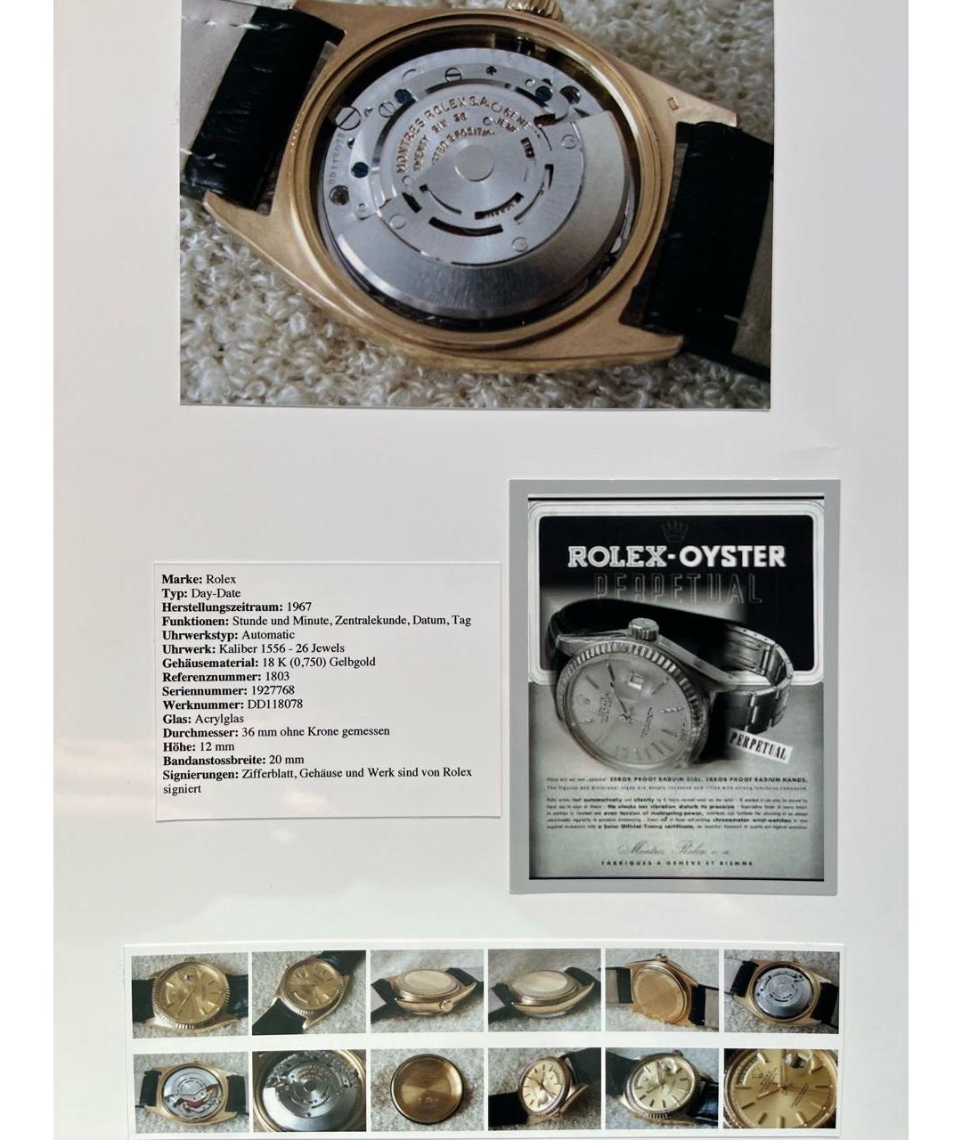 ROLEX Зеленые часы из желтого золота, фото 6