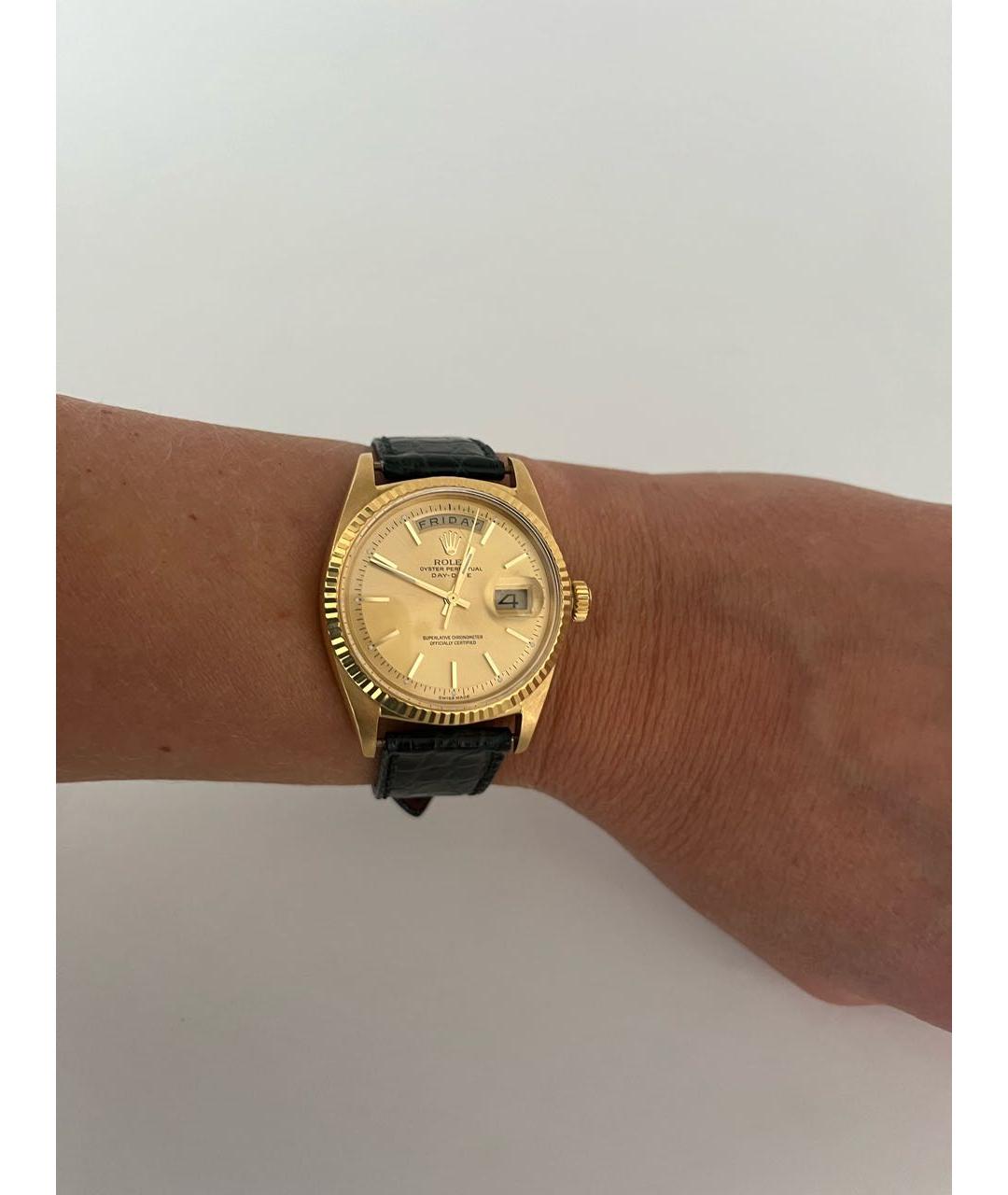 ROLEX Зеленые часы из желтого золота, фото 3