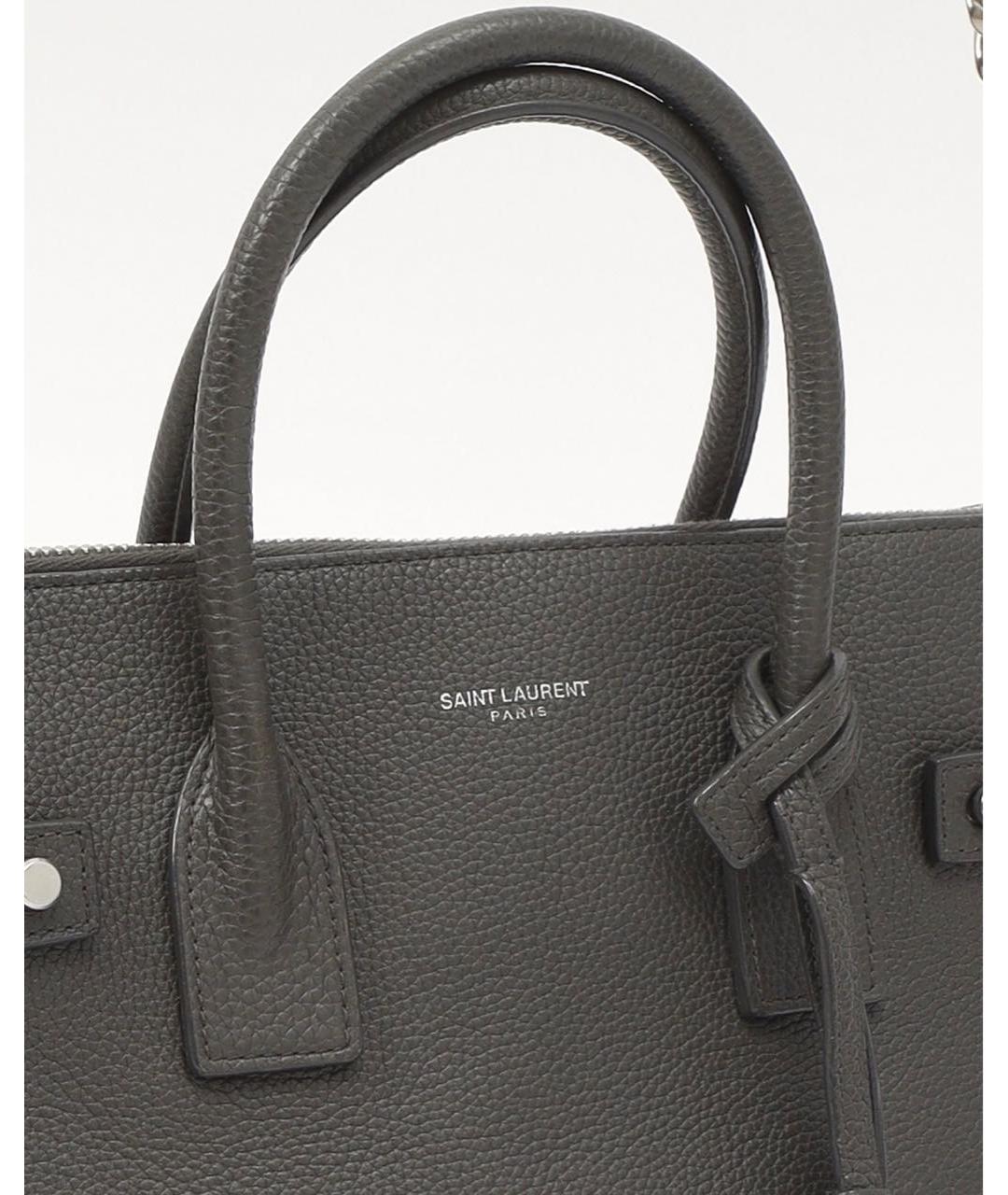 SAINT LAURENT Серая кожаная сумка тоут, фото 4