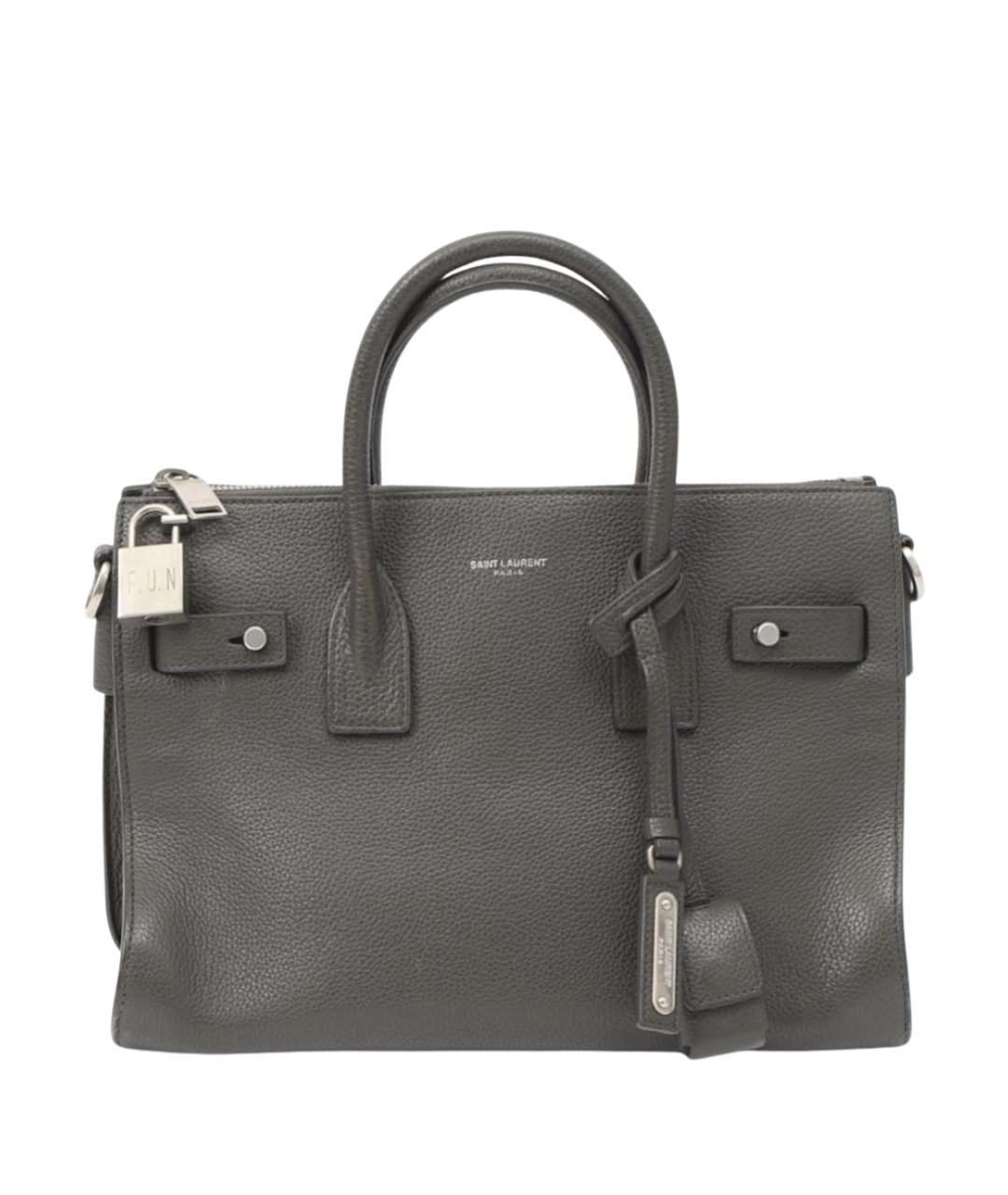 SAINT LAURENT Серая кожаная сумка тоут, фото 1