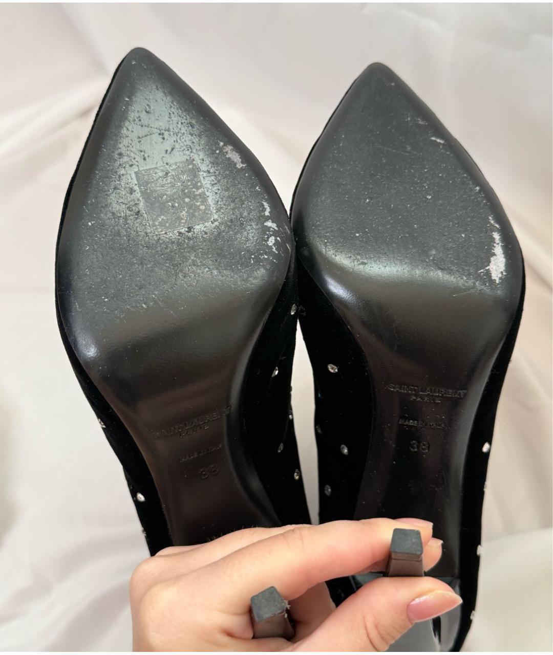 SAINT LAURENT Черные замшевые ботильоны, фото 6