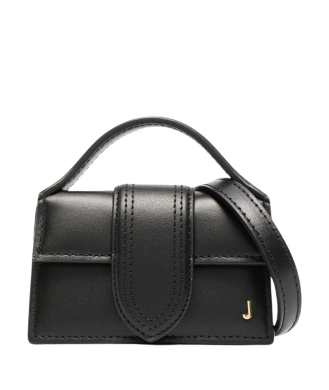 JACQUEMUS Черная кожаная сумка через плечо, фото 1