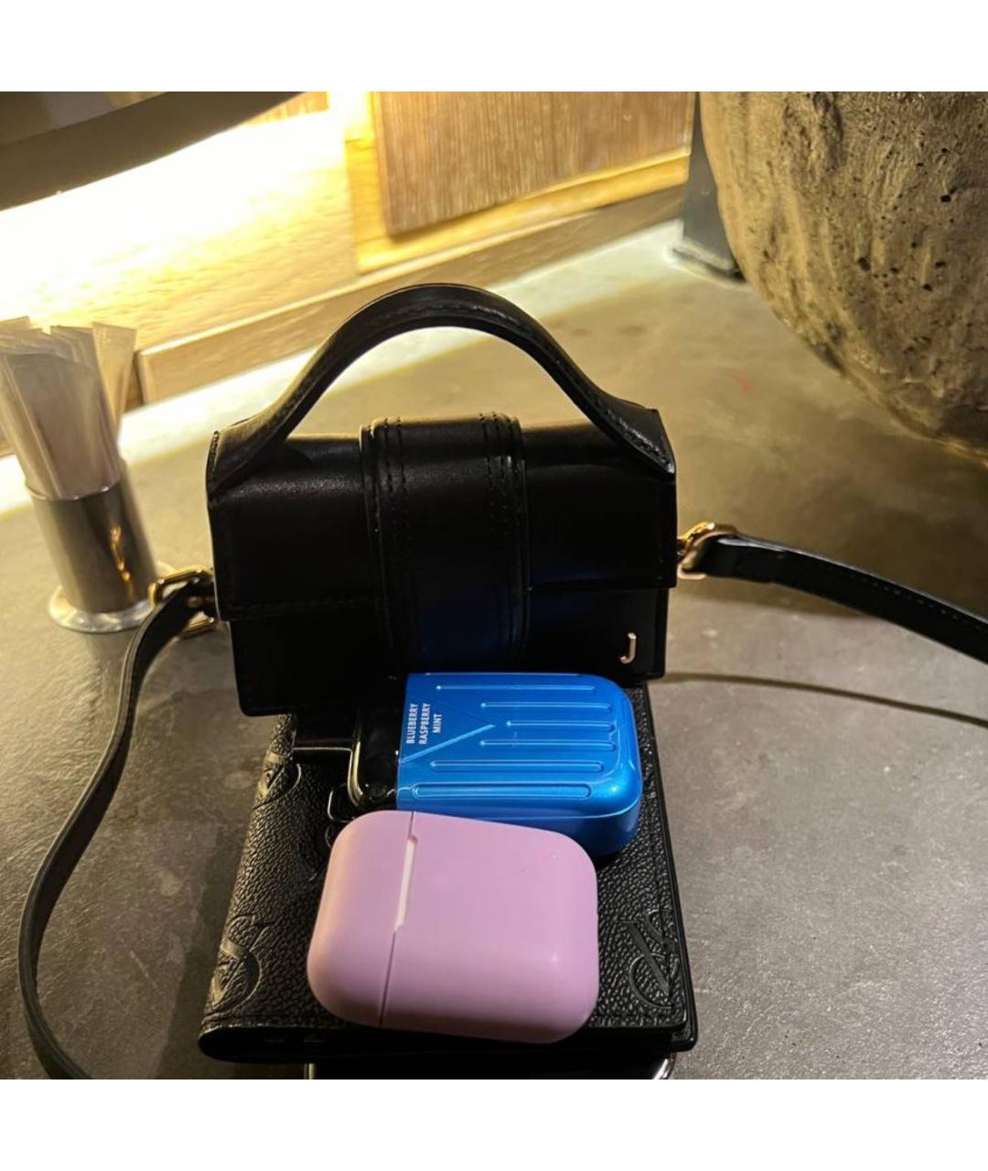 JACQUEMUS Черная кожаная сумка через плечо, фото 5