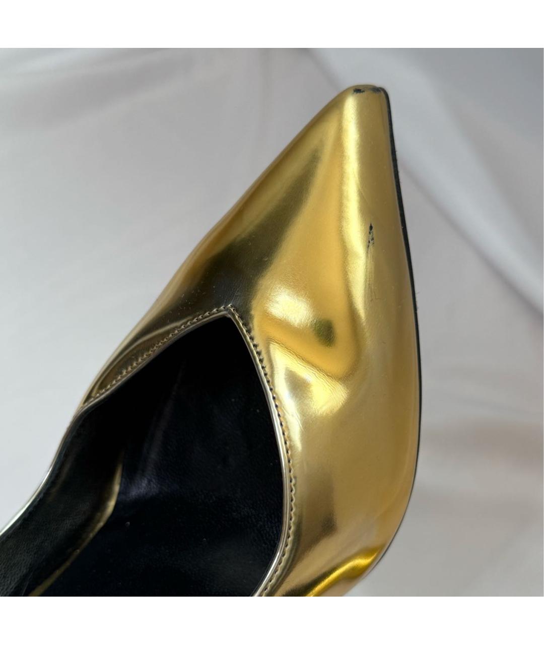 SAINT LAURENT Золотые кожаные туфли, фото 7