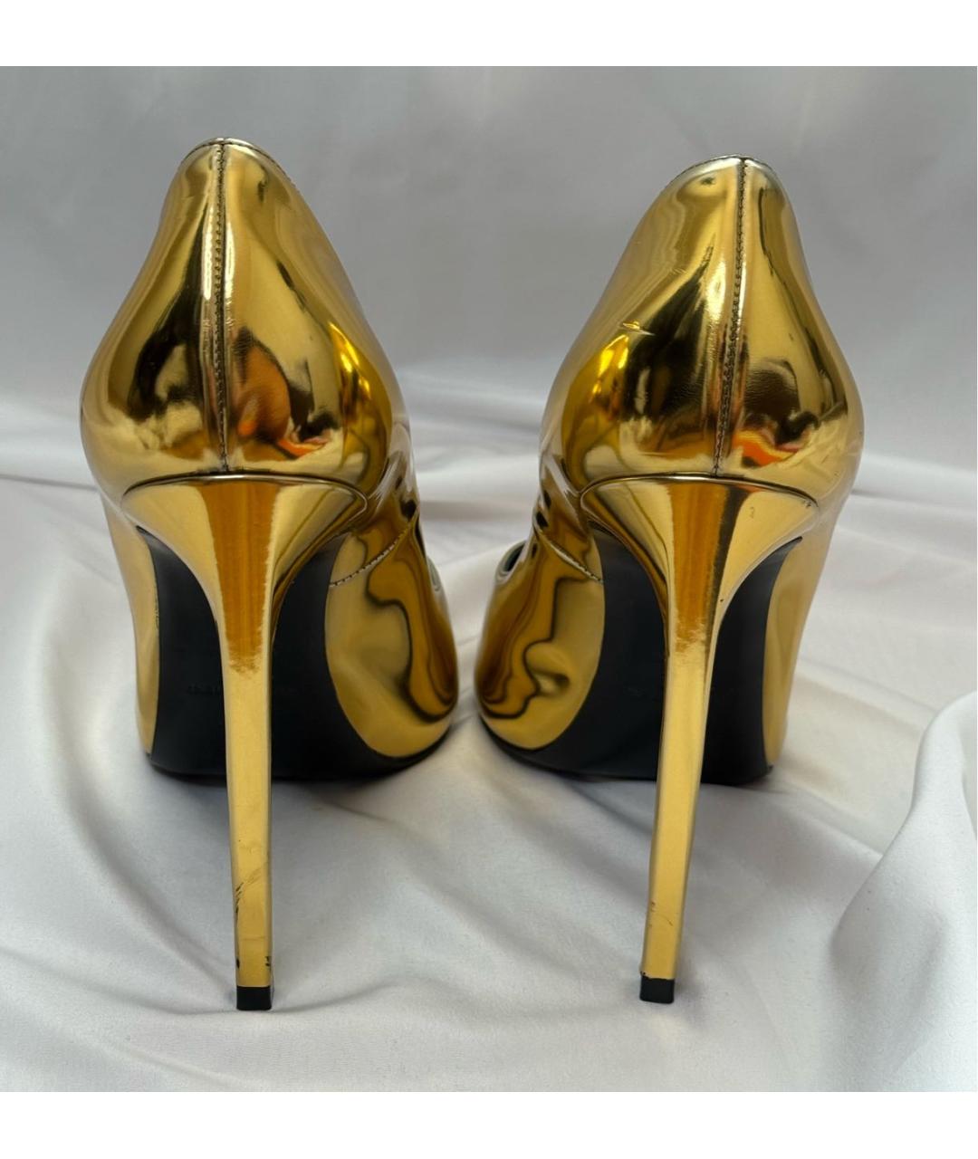SAINT LAURENT Золотые кожаные туфли, фото 3
