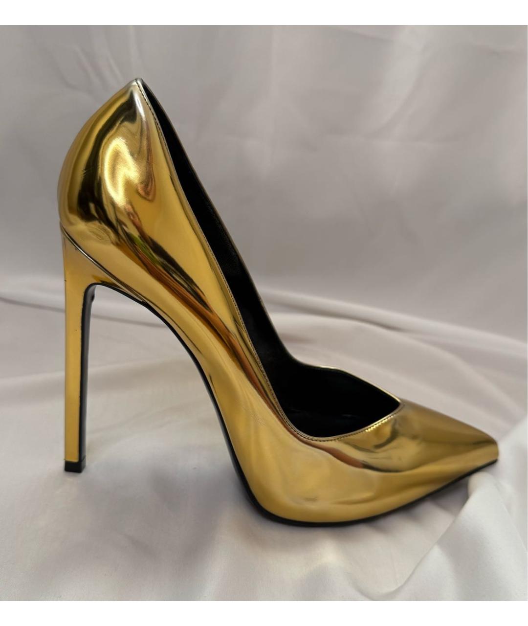 SAINT LAURENT Золотые кожаные туфли, фото 8