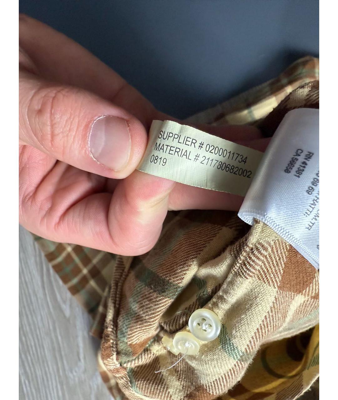 RALPH LAUREN Горчичная хлопковая кэжуал рубашка, фото 6