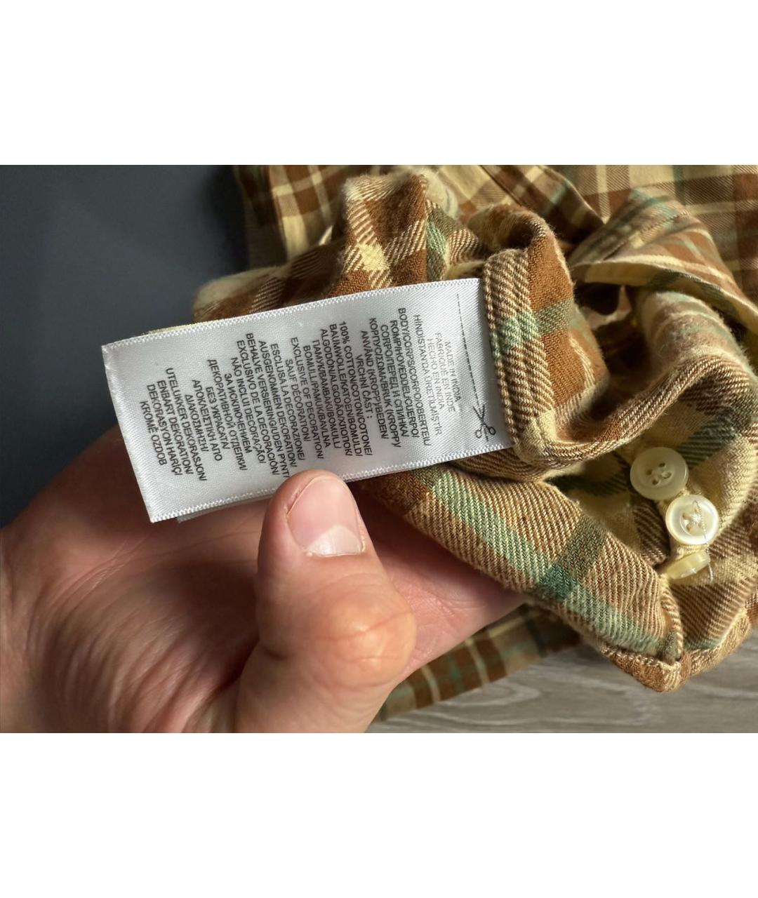 RALPH LAUREN Горчичная хлопковая кэжуал рубашка, фото 5