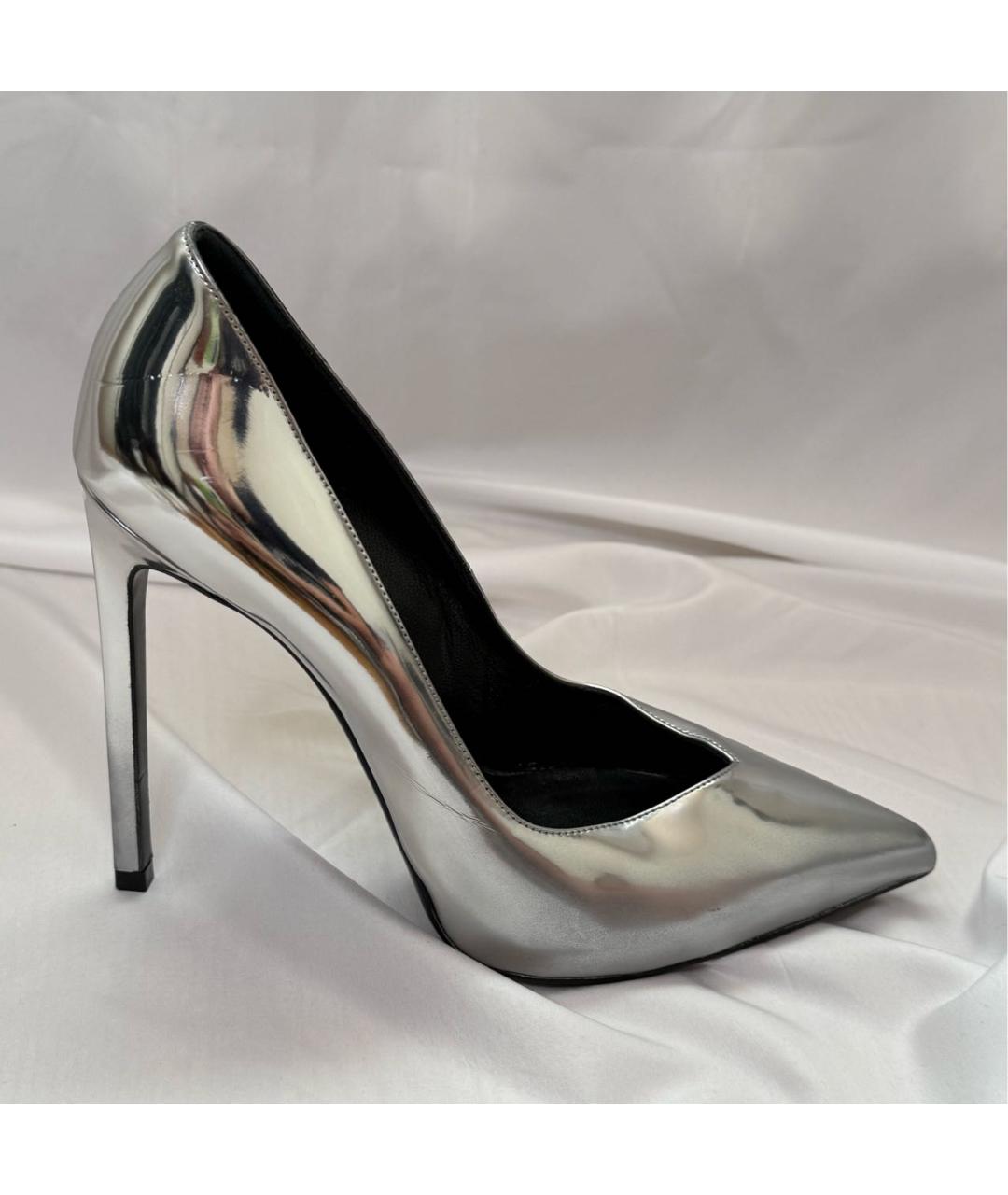 SAINT LAURENT Серебряные кожаные туфли, фото 7