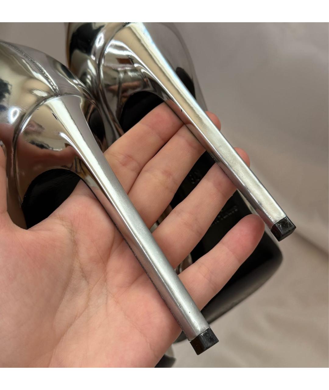 SAINT LAURENT Серебряные кожаные туфли, фото 4