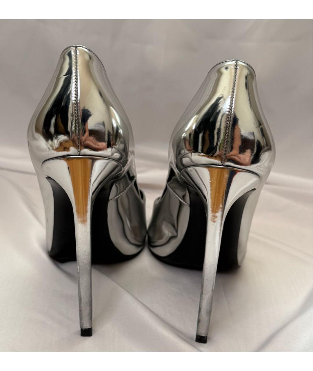 SAINT LAURENT Серебряные кожаные туфли, фото 3