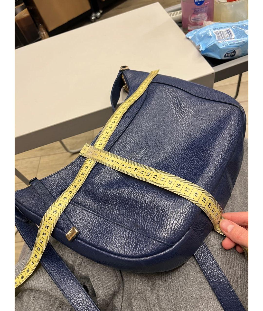 FURLA Темно-синяя кожаная сумка с короткими ручками, фото 6