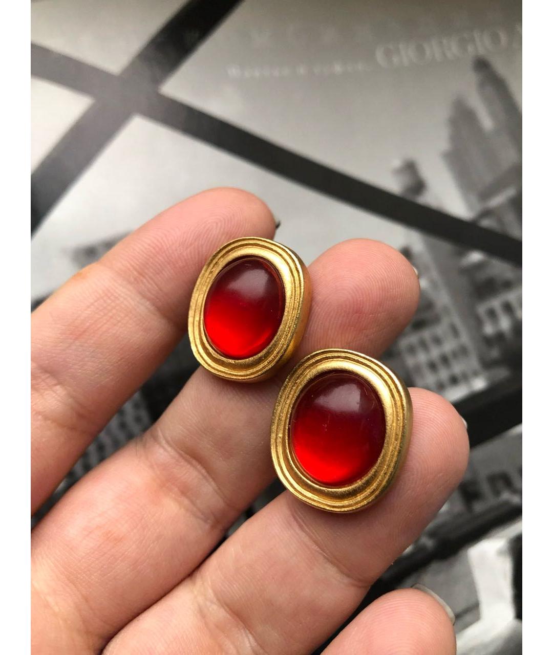 SAINT LAURENT Красные металлические серьги, фото 2