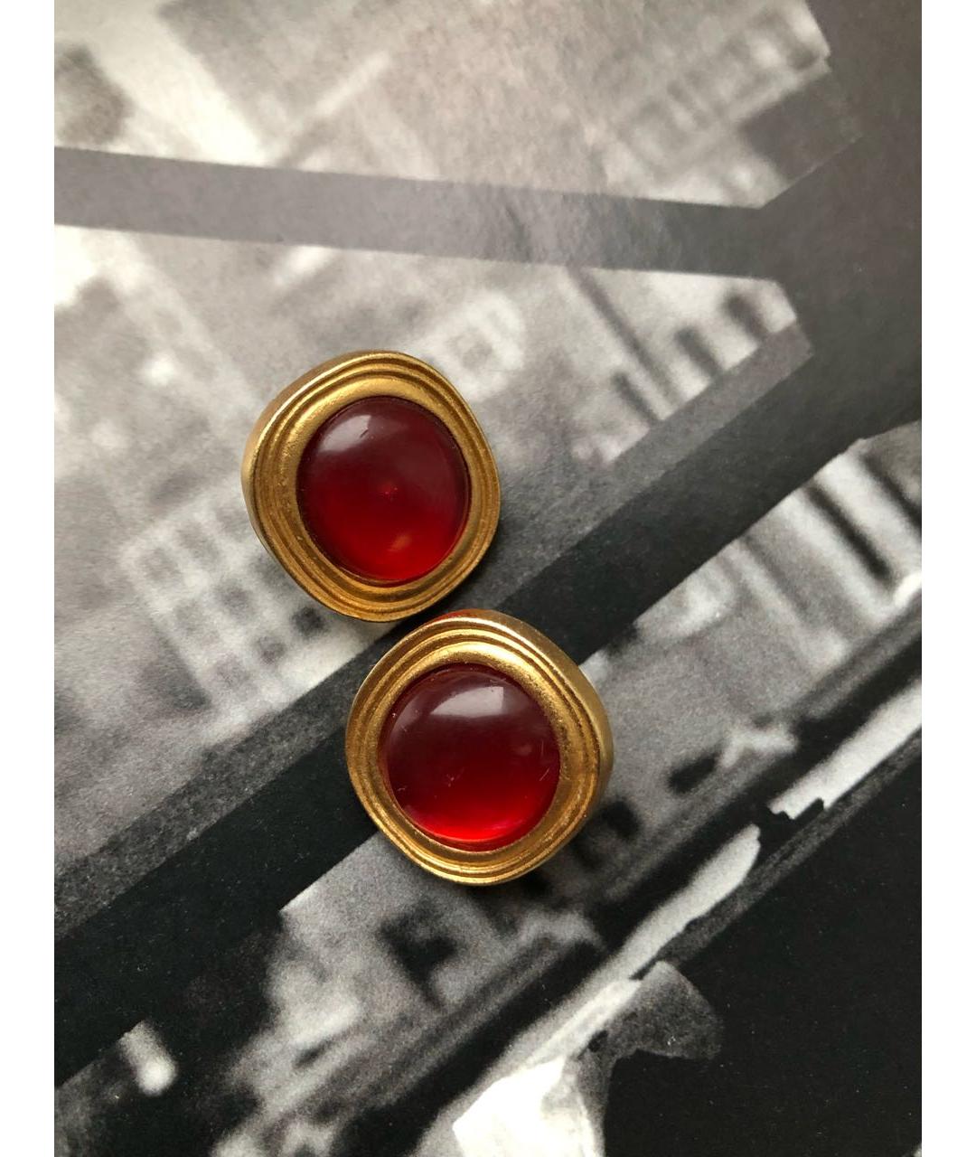 SAINT LAURENT Красные металлические серьги, фото 5