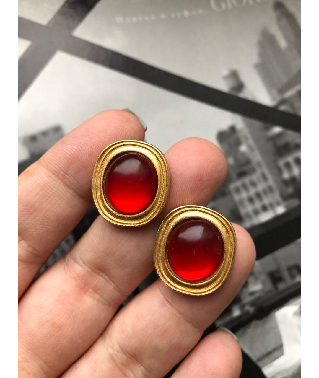 SAINT LAURENT Красные металлические серьги, фото 4