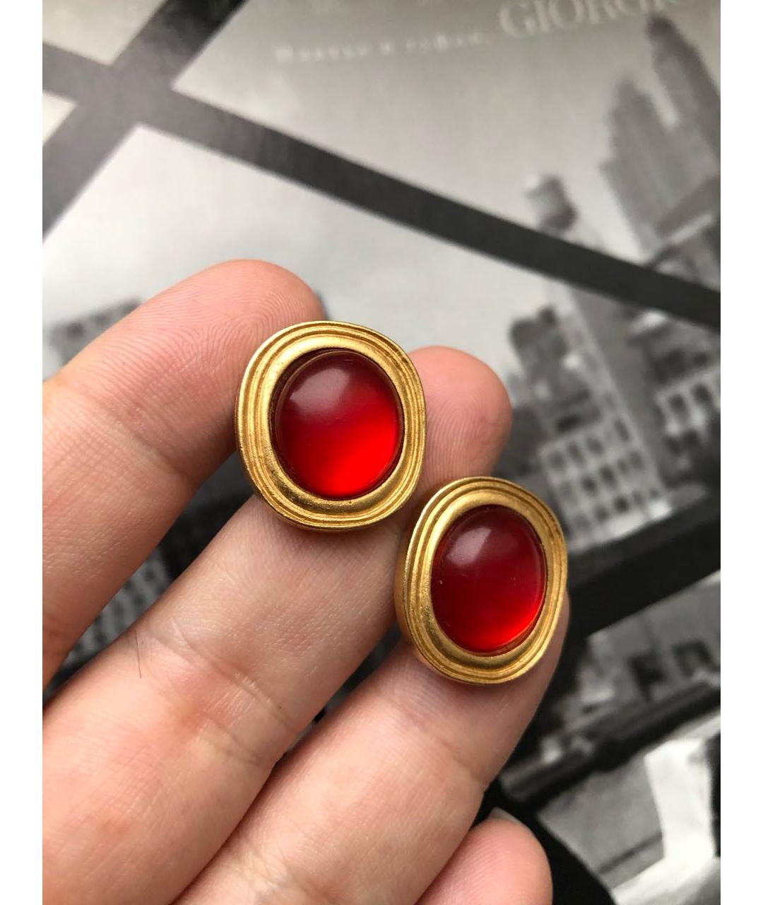 SAINT LAURENT Красные металлические серьги, фото 3