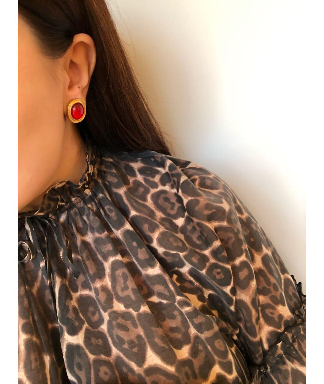 SAINT LAURENT Красные металлические серьги, фото 6