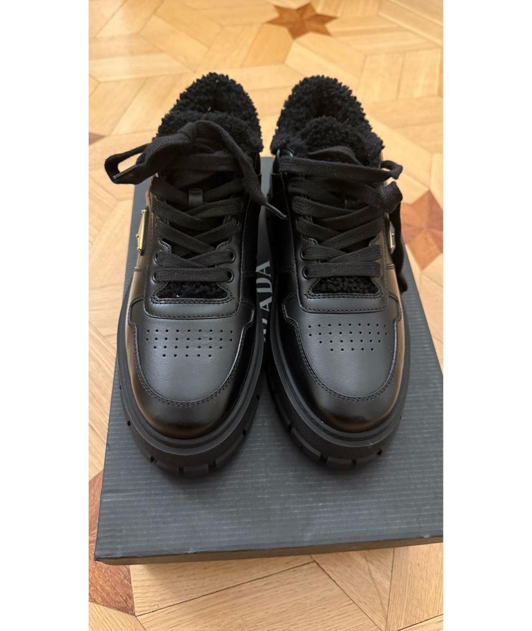 PRADA Черные кожаные кроссовки, фото 2