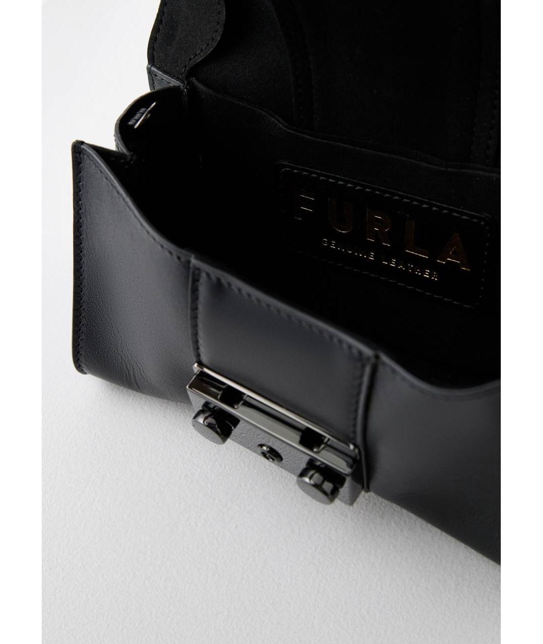 FURLA Черная кожаная сумка через плечо, фото 4