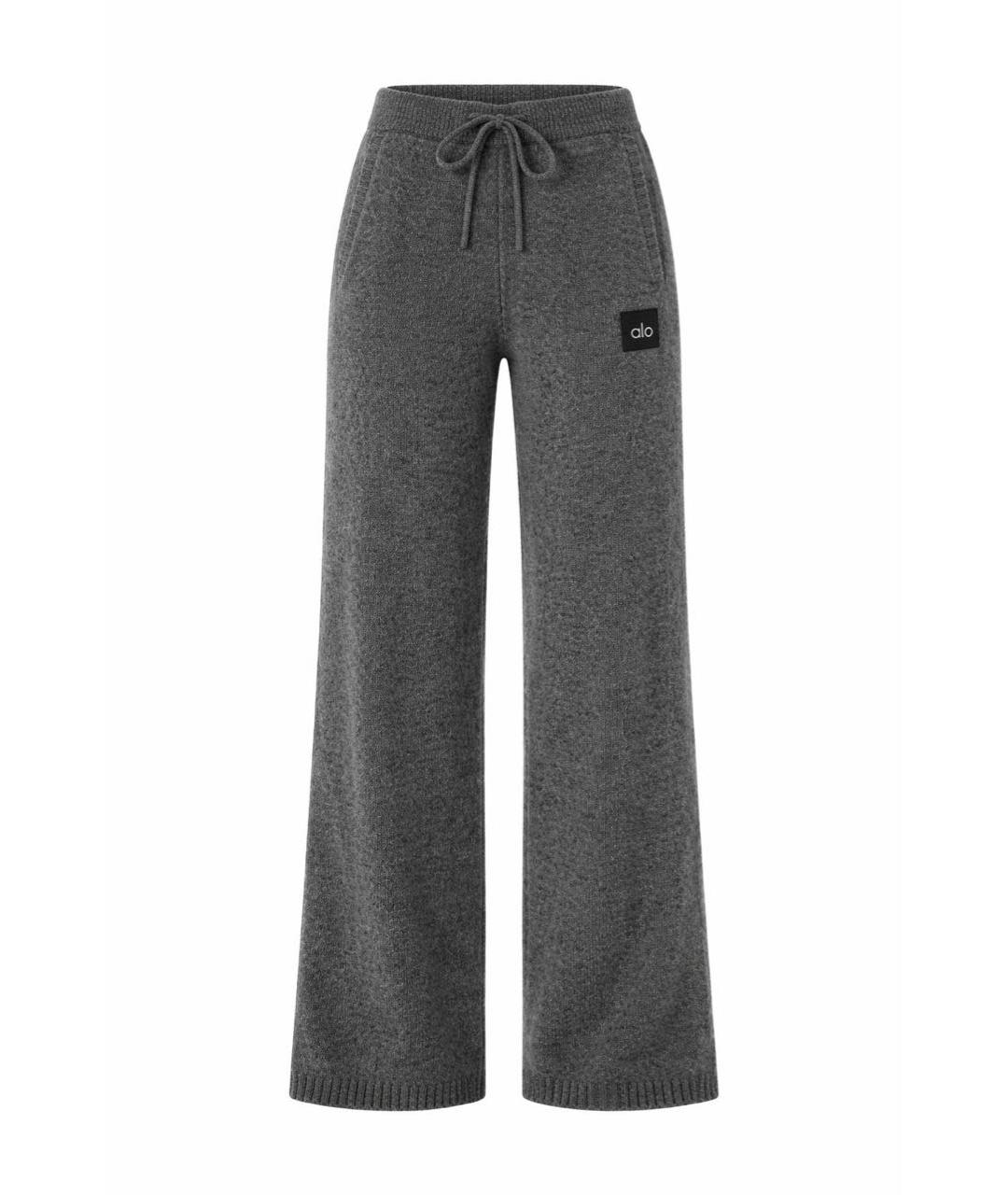 ALO YOGA Серые кашемировые прямые брюки, фото 1