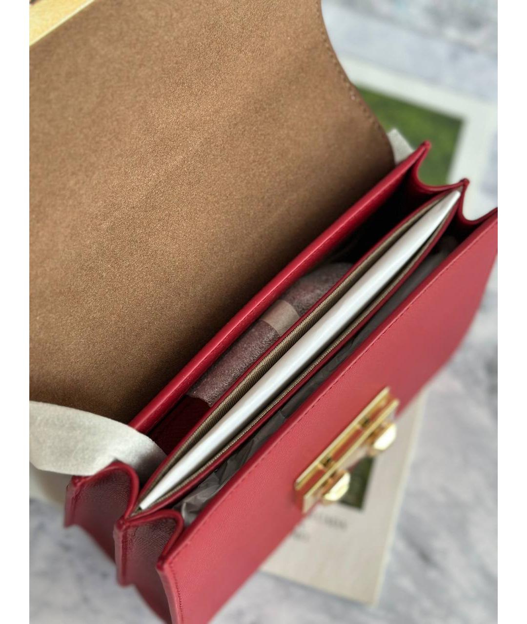 FURLA Красная кожаная сумка с короткими ручками, фото 4