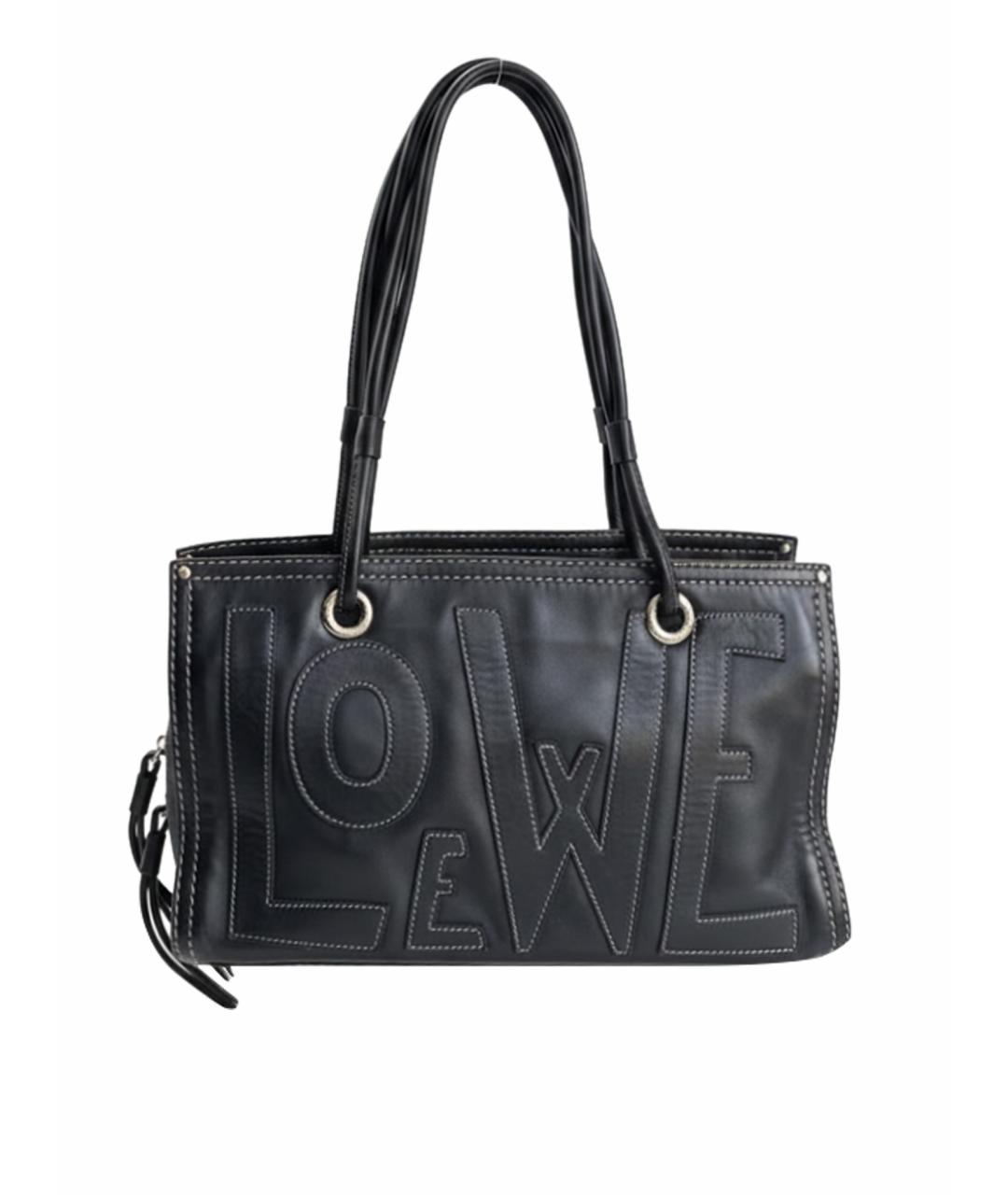 LOEWE Черная кожаная сумка тоут, фото 1