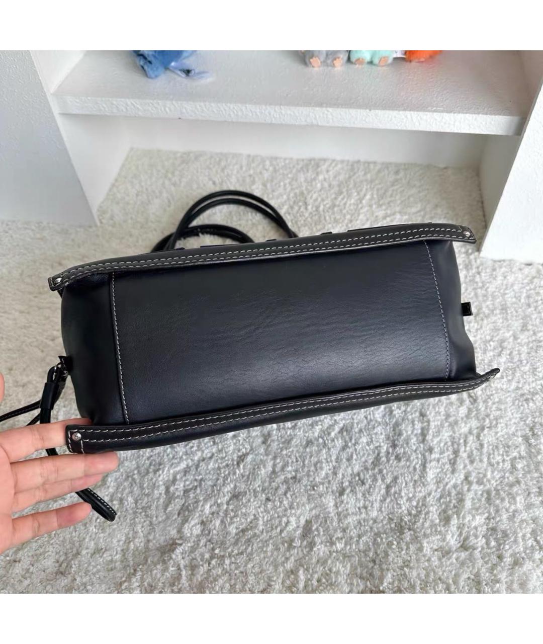 LOEWE Черная кожаная сумка тоут, фото 7