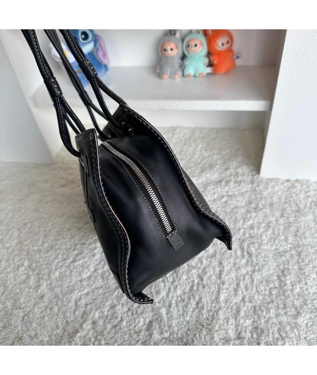 LOEWE Черная кожаная сумка тоут, фото 6