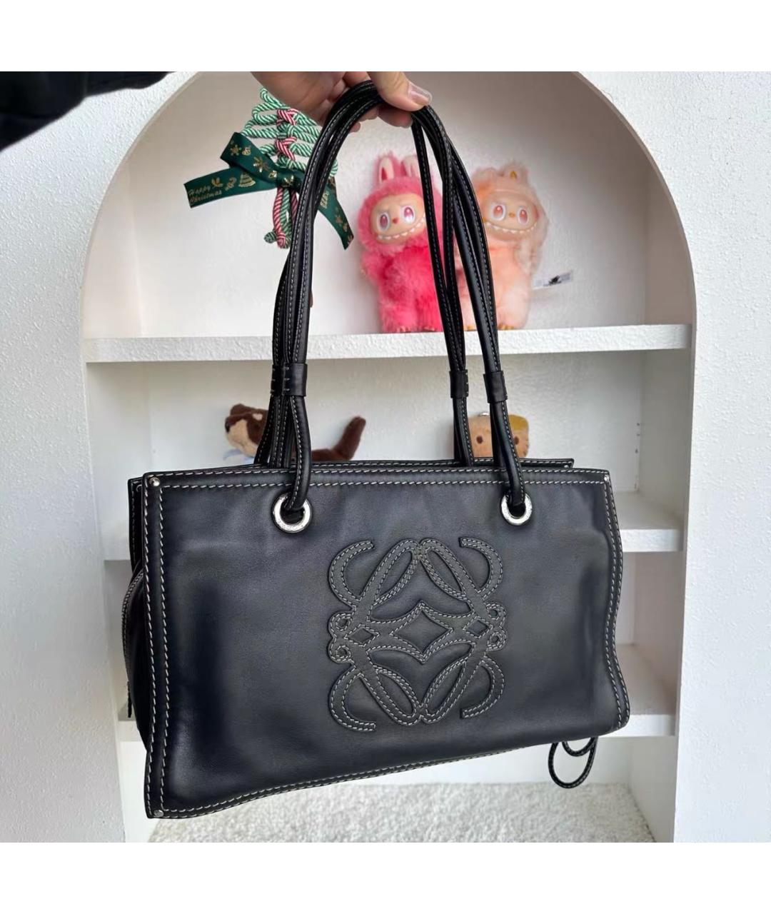 LOEWE Черная кожаная сумка тоут, фото 2