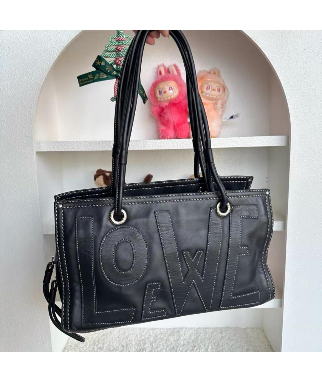 LOEWE Черная кожаная сумка тоут, фото 8