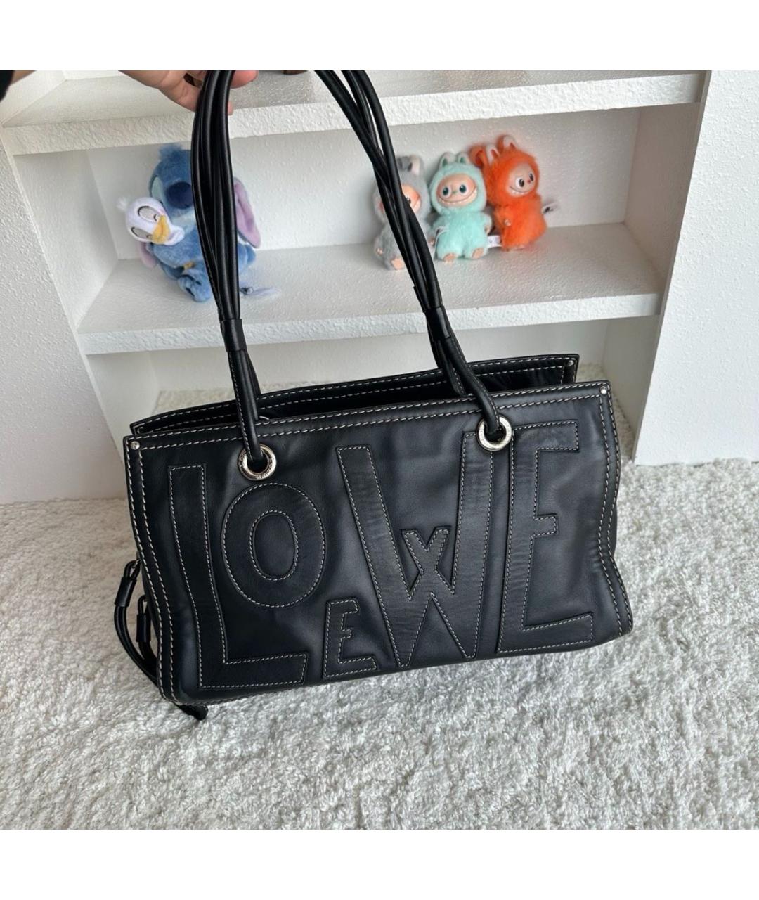 LOEWE Черная кожаная сумка тоут, фото 4