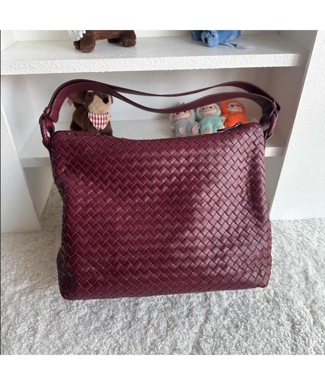 BOTTEGA VENETA Бордовая кожаная сумка тоут, фото 3