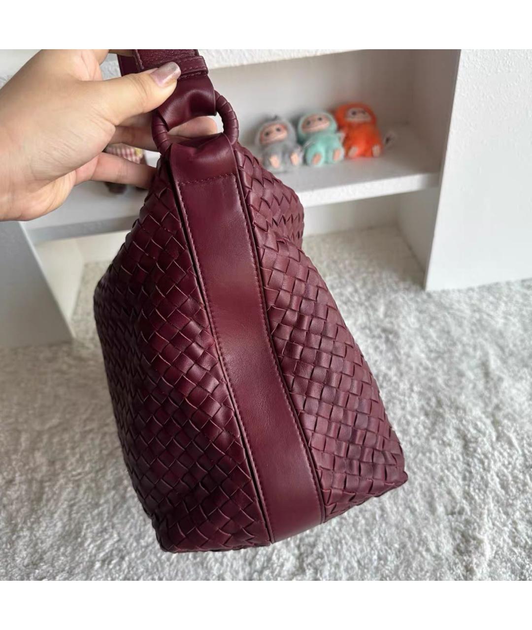 BOTTEGA VENETA Бордовая кожаная сумка тоут, фото 5
