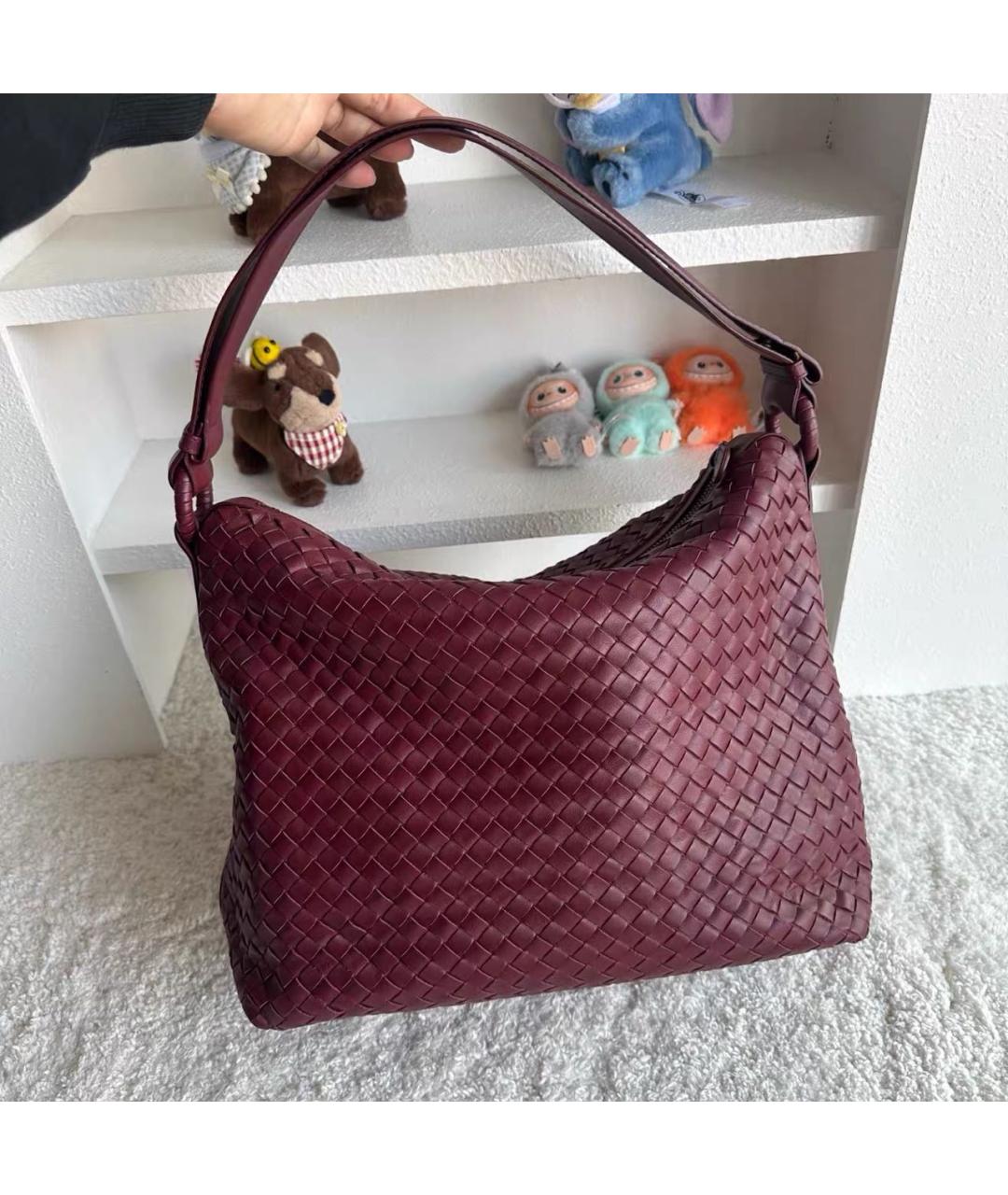 BOTTEGA VENETA Бордовая кожаная сумка тоут, фото 2
