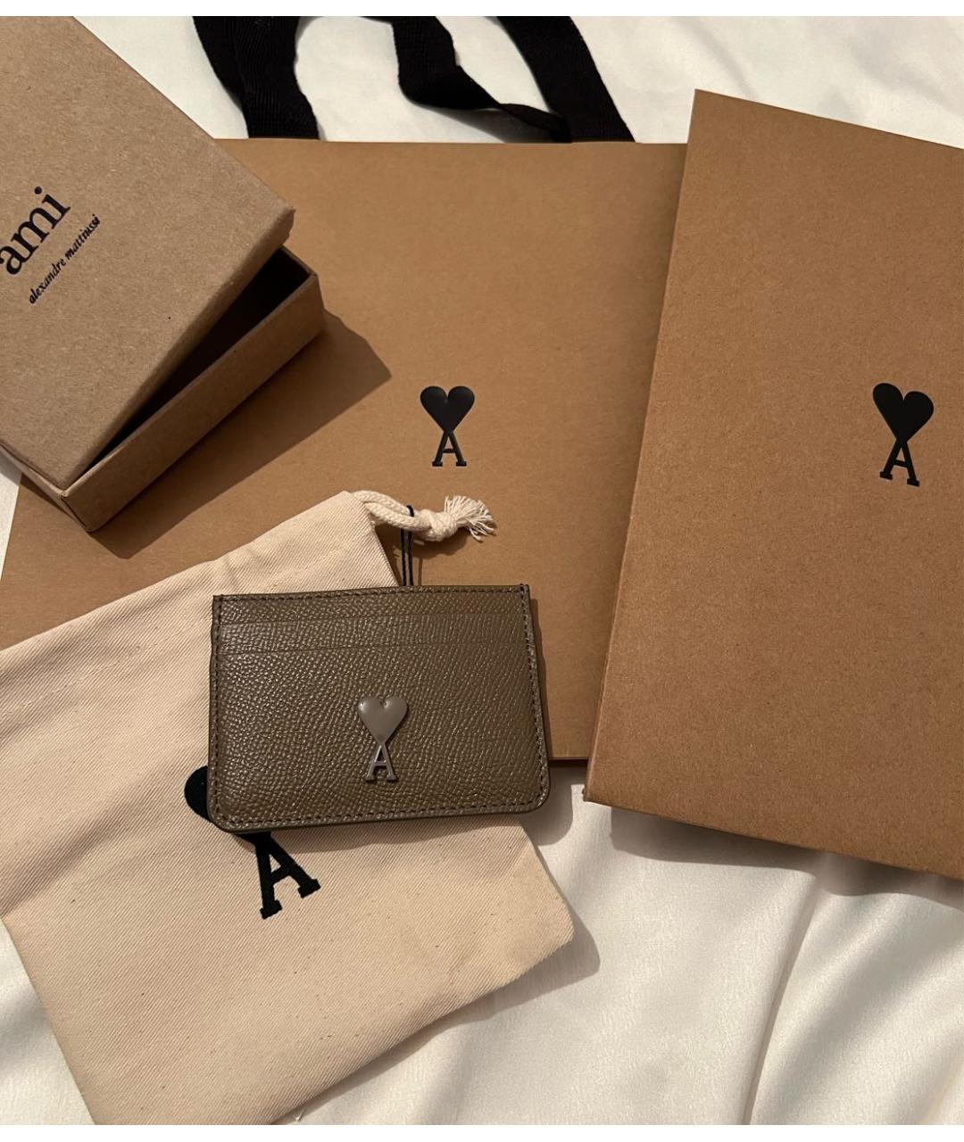 Ami Paris Хаки кожаный кардхолдер, фото 5