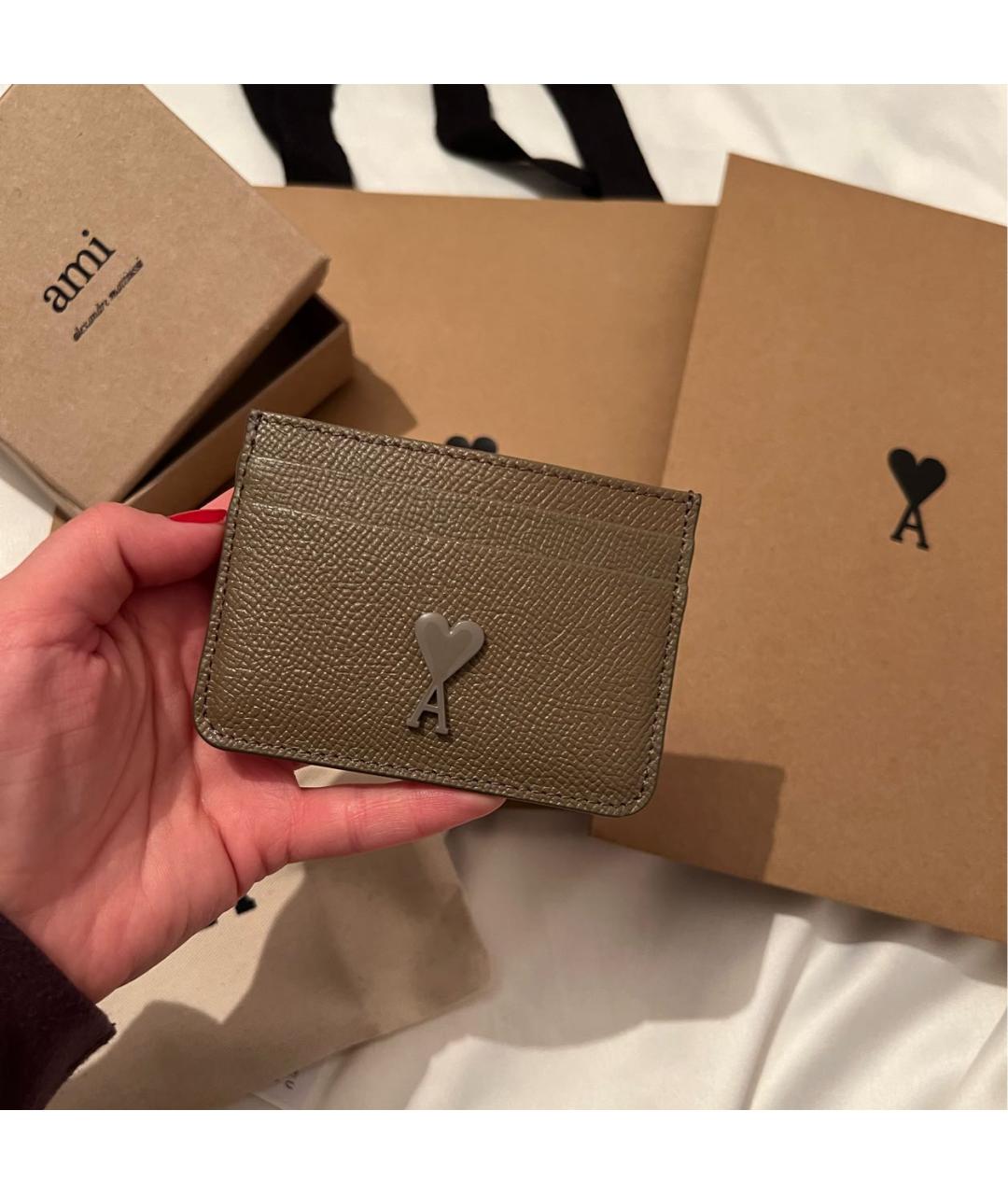 Ami Paris Хаки кожаный кардхолдер, фото 4