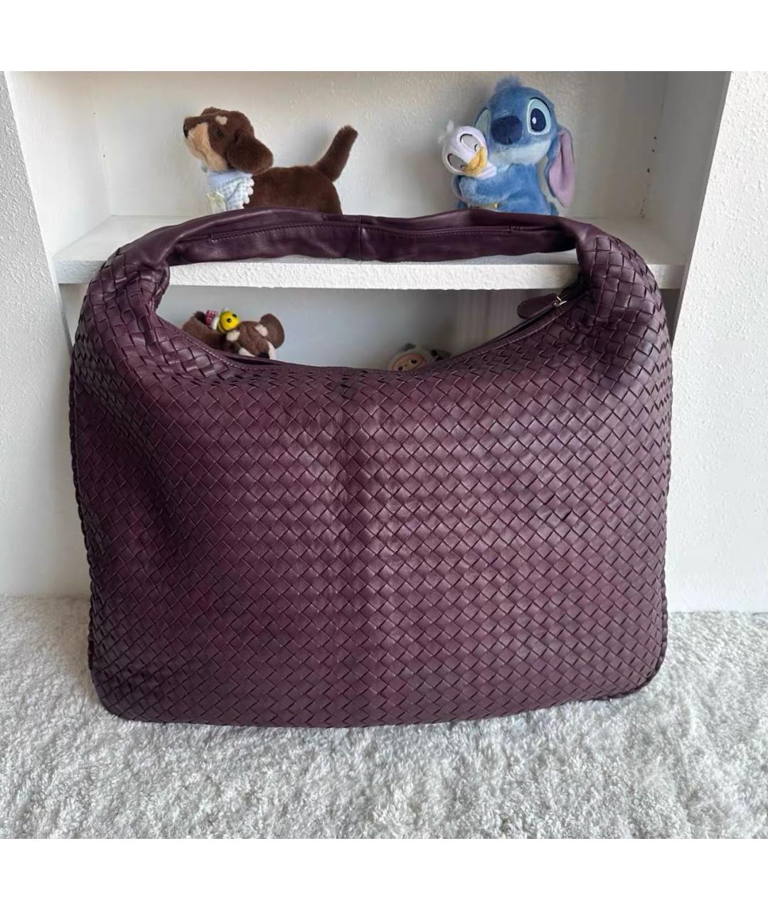 BOTTEGA VENETA Бордовая кожаная сумка тоут, фото 6