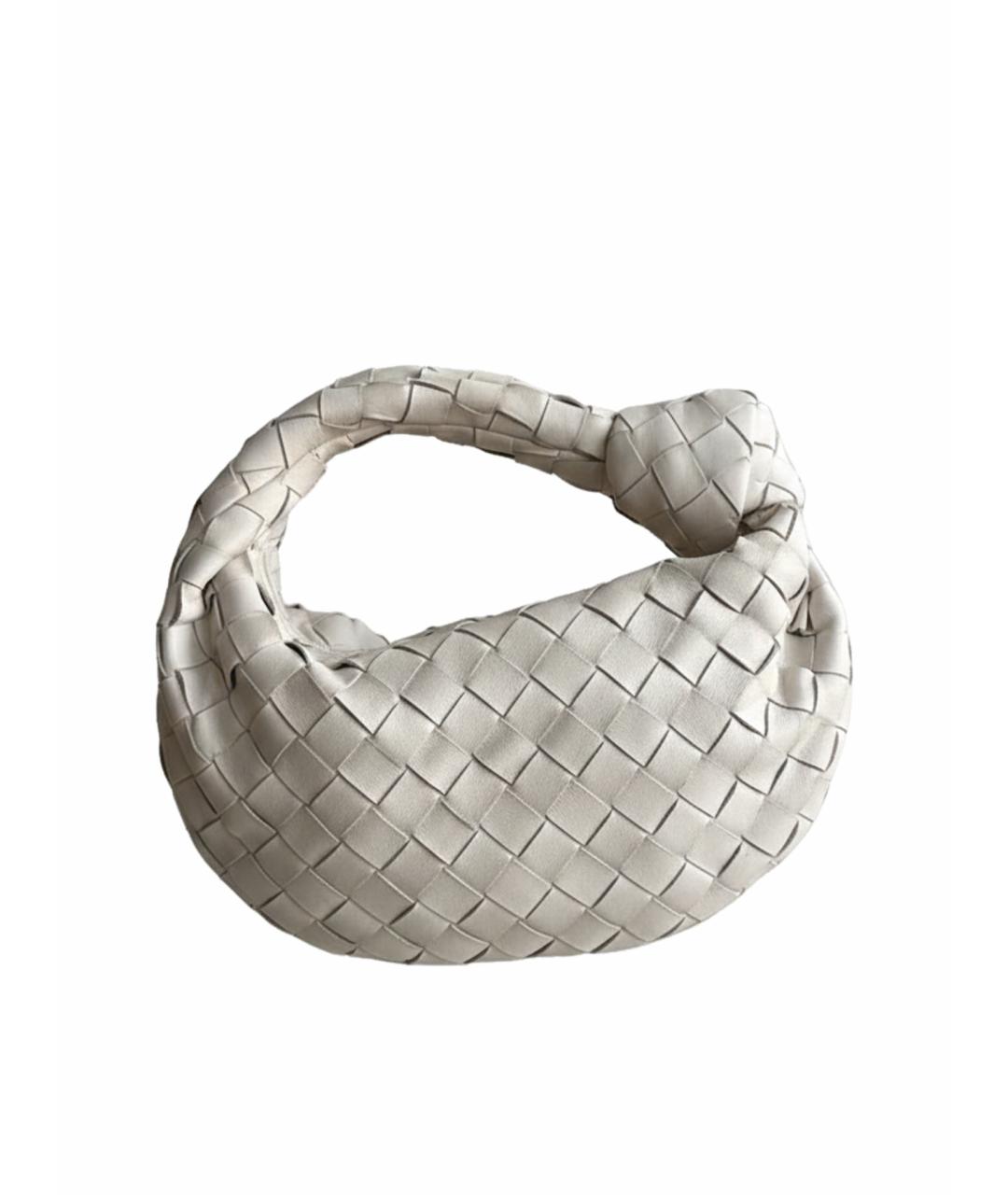 BOTTEGA VENETA Белая кожаная сумка с короткими ручками, фото 1