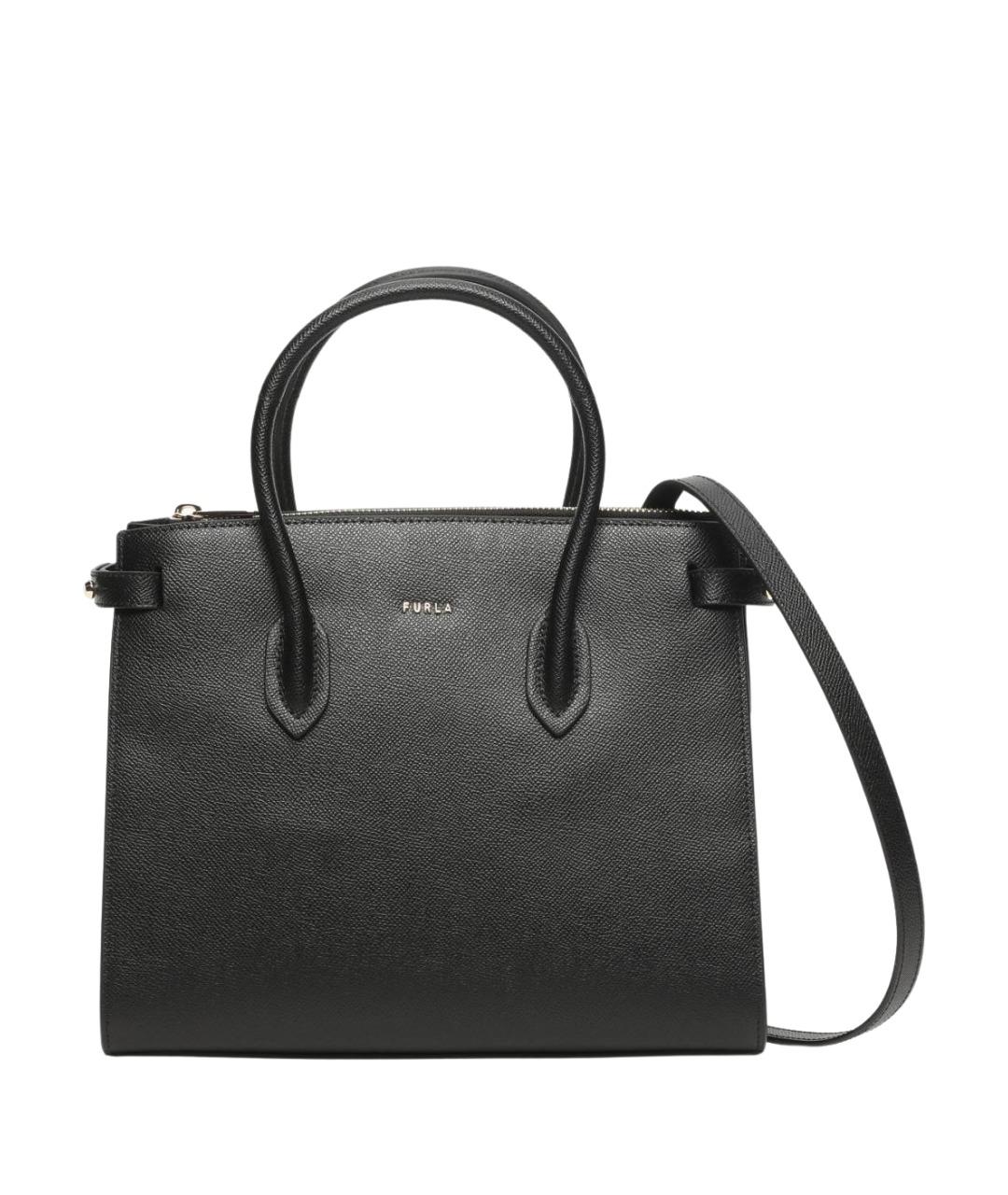 FURLA Черная кожаная сумка с короткими ручками, фото 1