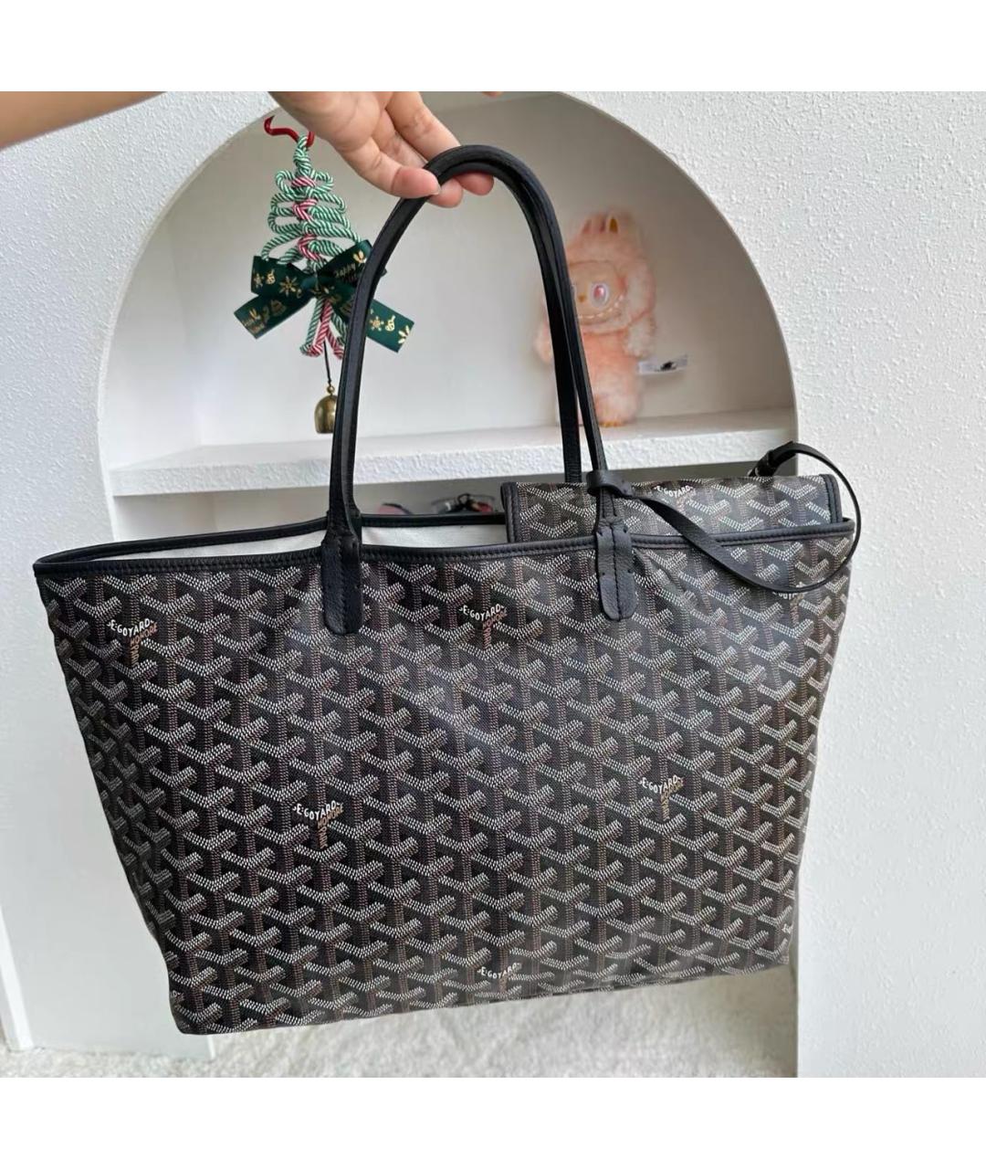 GOYARD Черная кожаная сумка тоут, фото 6