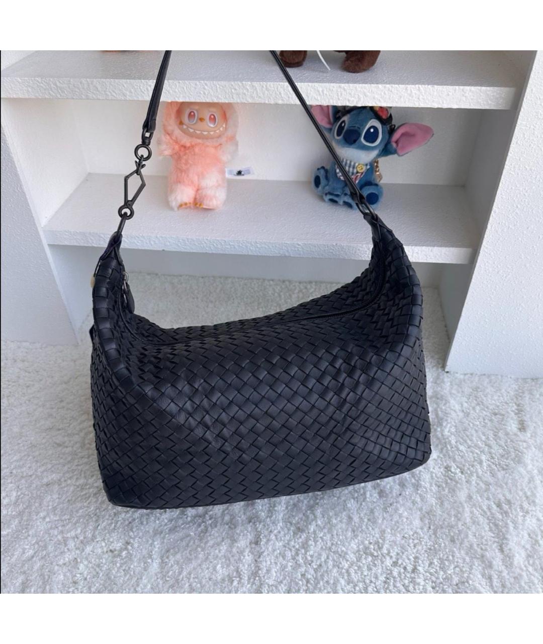 BOTTEGA VENETA Черная кожаная сумка через плечо, фото 2