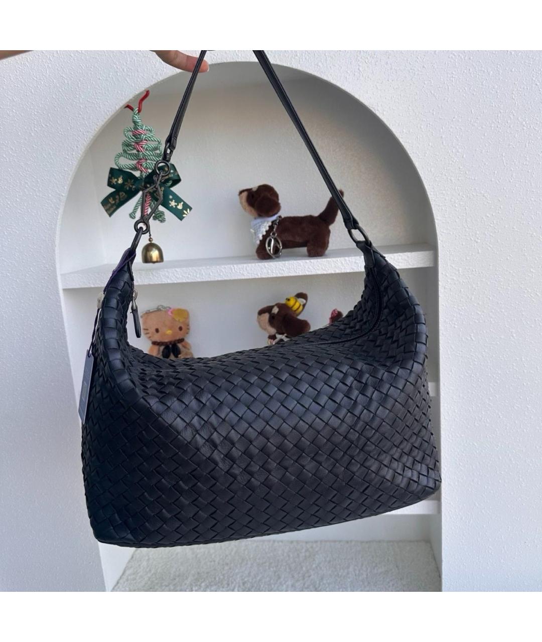 BOTTEGA VENETA Черная кожаная сумка через плечо, фото 6