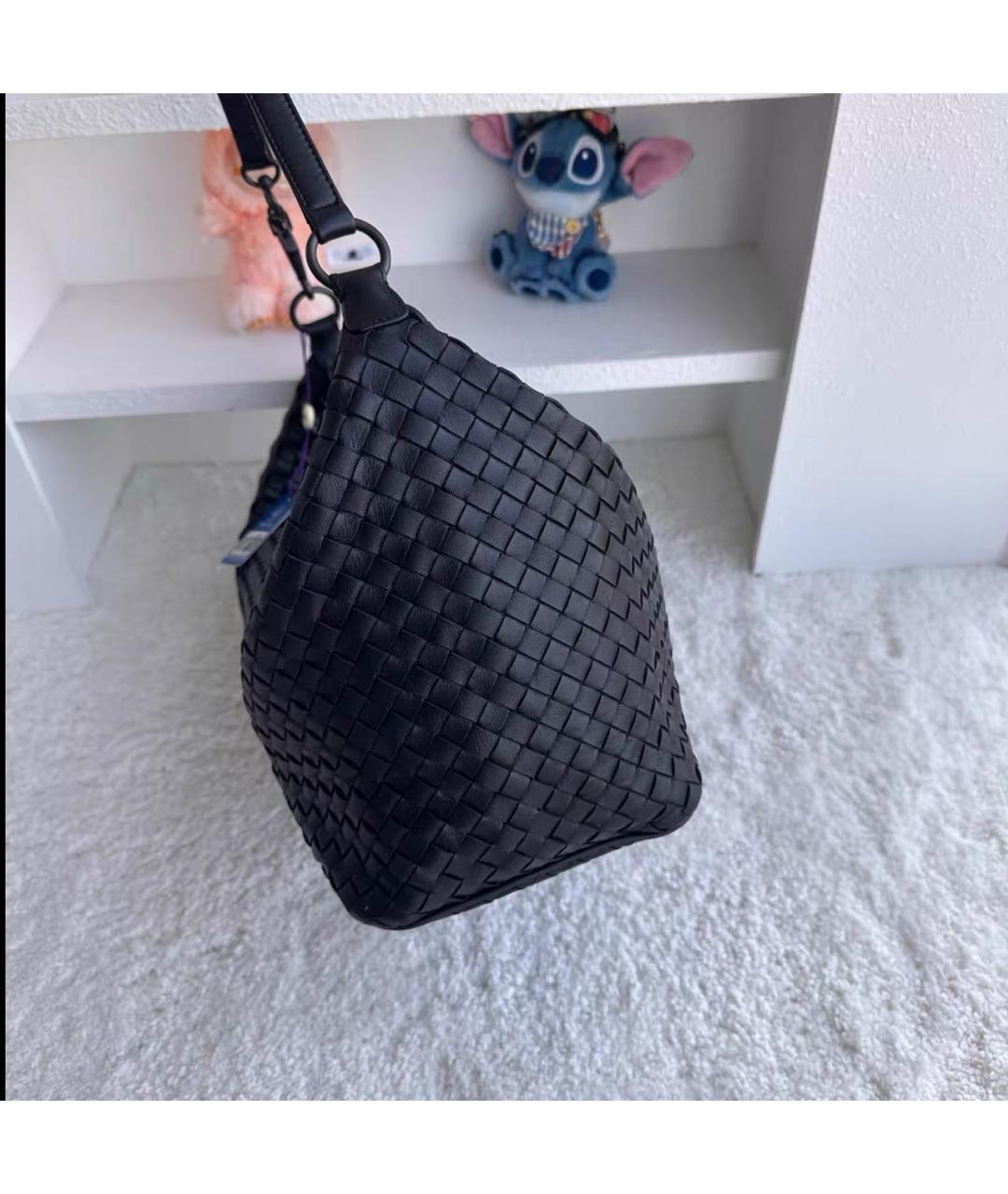BOTTEGA VENETA Черная кожаная сумка через плечо, фото 3